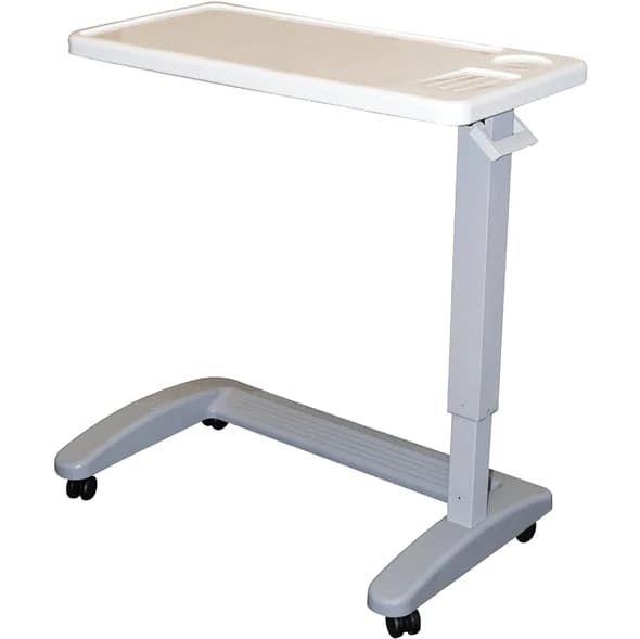 Carex Overbed Table with Adjustment Handle, White-Gray