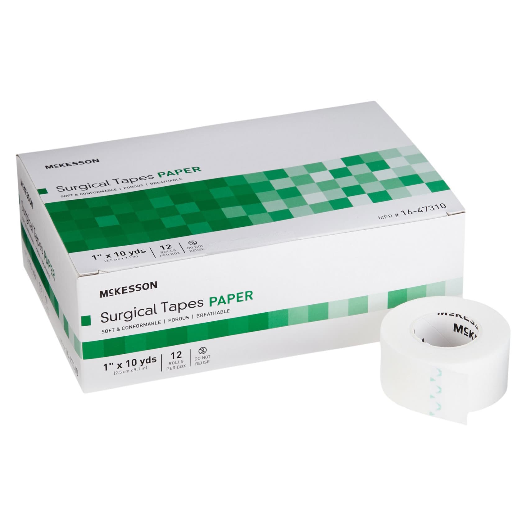 McKesson Air Permeable Paper Tape, White, 1 Inch x 10 Yard - Case of 144 - Image 1