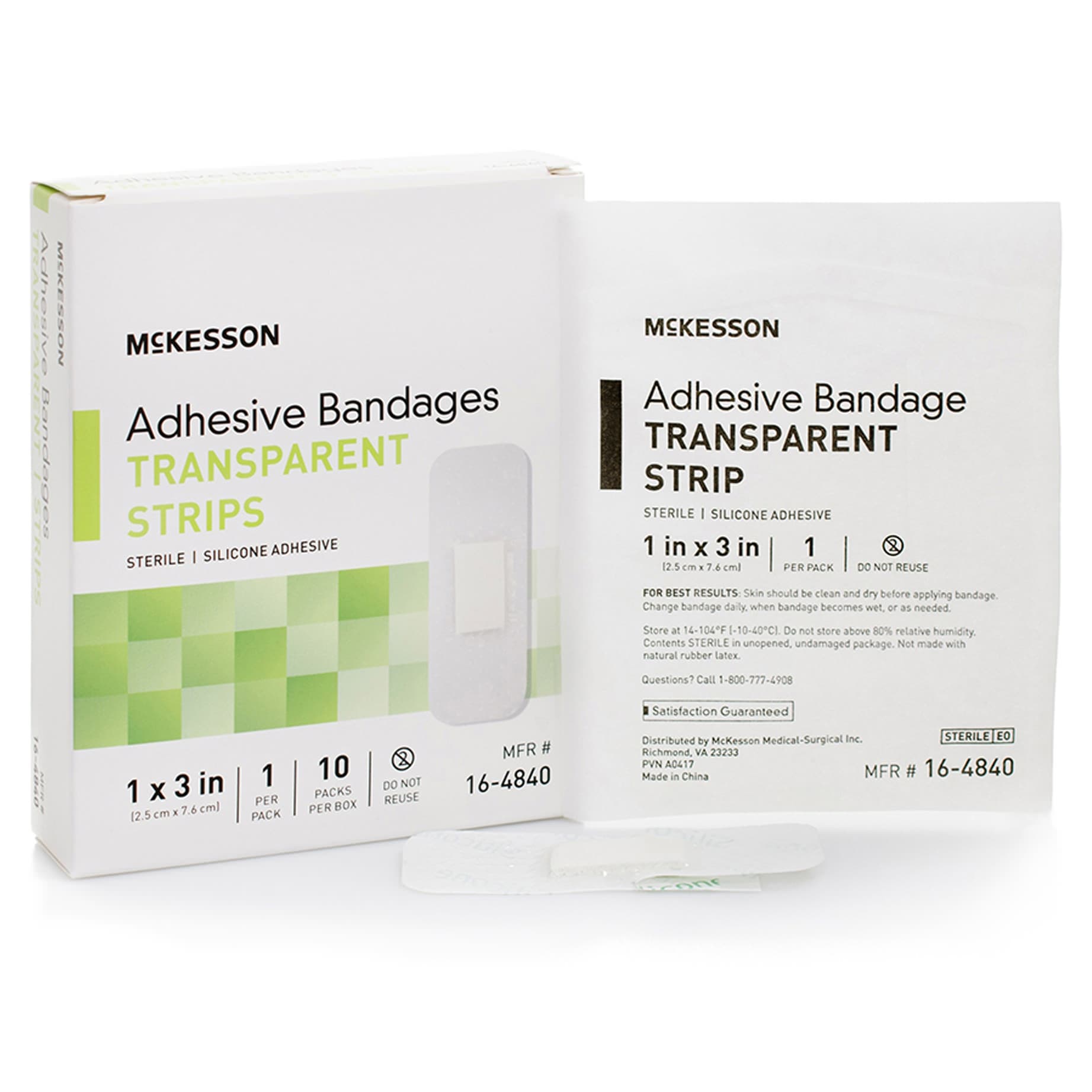 McKesson Adhesive Strip Sheer Rectangle Sterile, 1 x 3 Inch - Box of 10 - Image 1