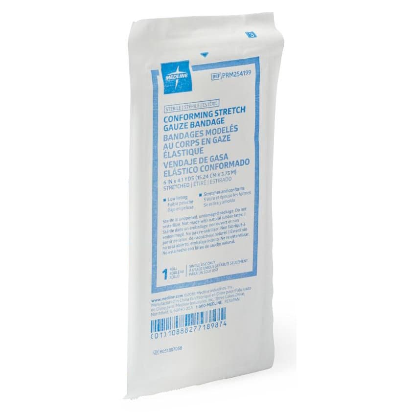 Medline Sterile Conforming Stretch Gauze Bandages, 6 x 4.1 Yard - Image 1
