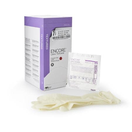 ENCORE Latex Textured Surgical Glove Ivory Neutral Beaded Cuff Standard, Size 7.5 - Each - Image 1