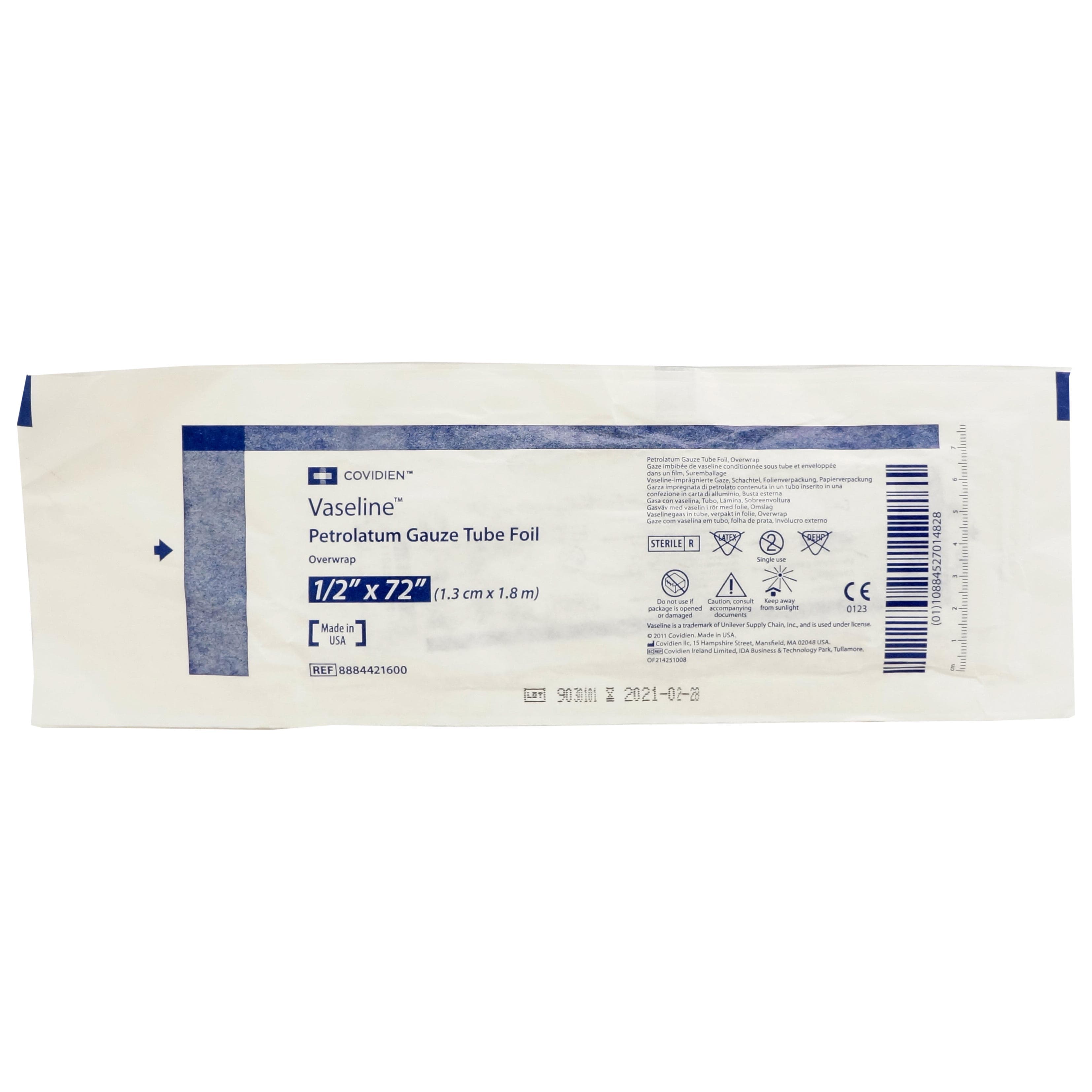 Vaseline Petrolatum Impregnated Overwrap Gauze Dressing, Sterile, 1/2 x 72" - Each - Image 1