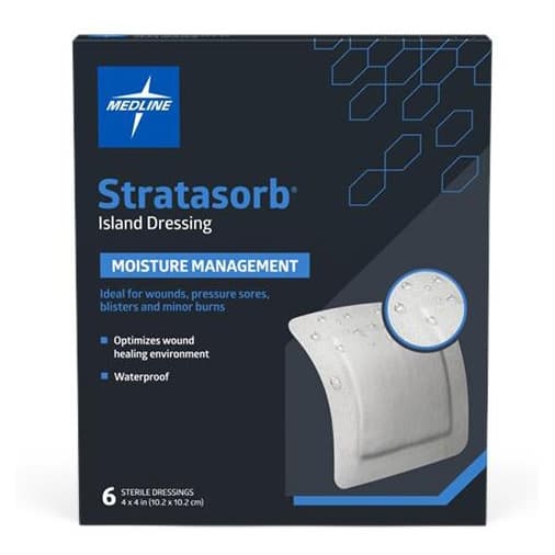 Stratasorb Island Dressing, Water Resistant, 4 Inch - Case of 144 - Image 1