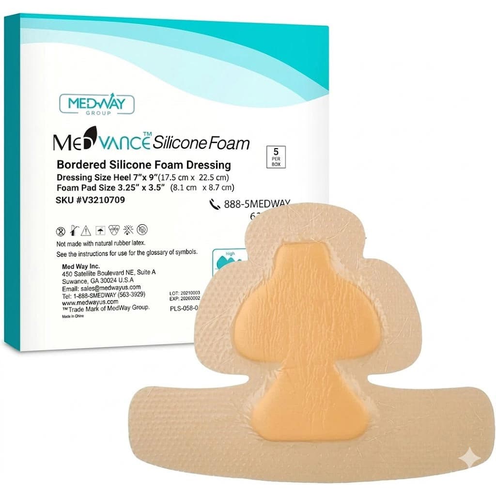 MedVance Heel Bordered Silicone Foam Dressing, 7 x 9 Inch - Image 1