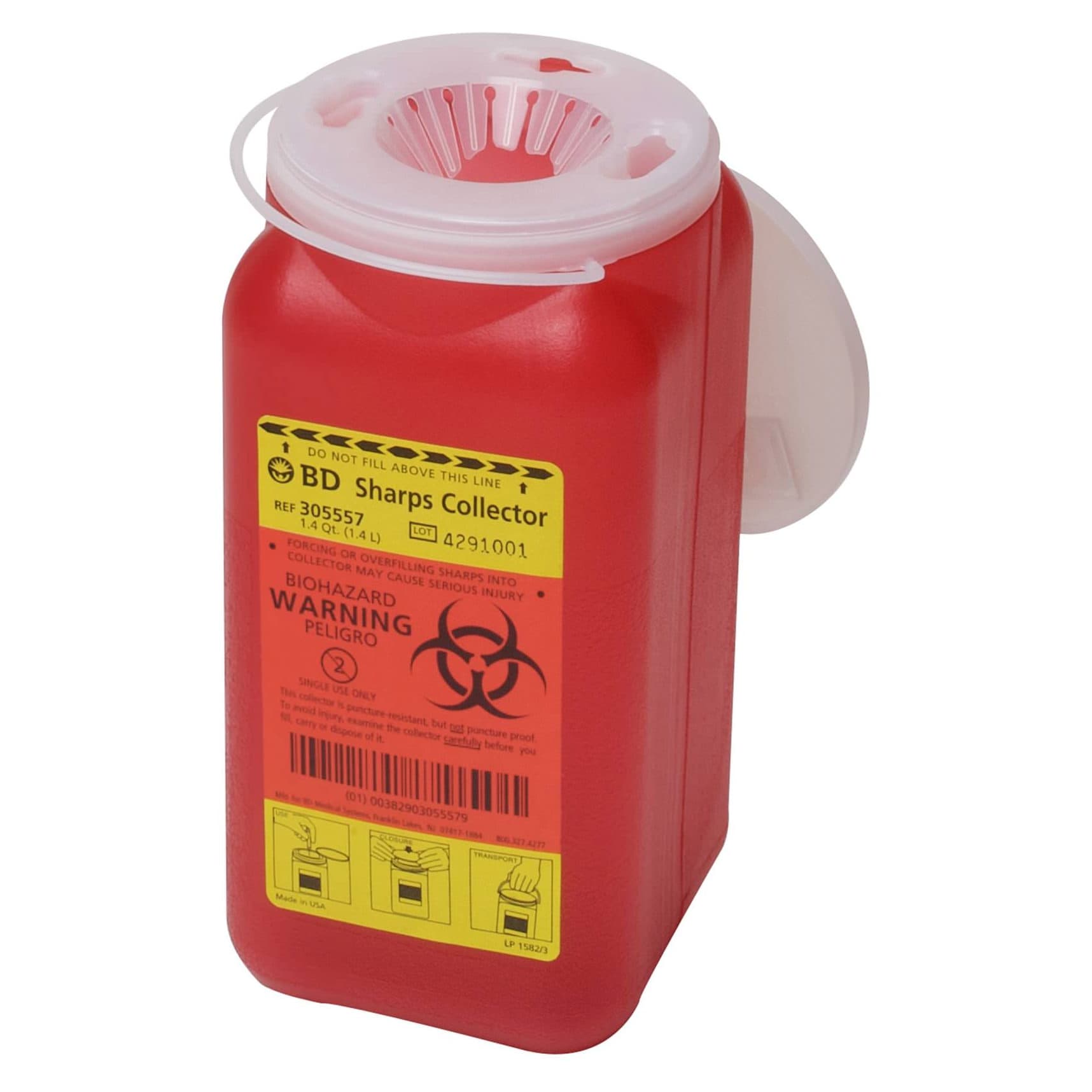 Becton Dickinson Sharps Container with Locking Lid - Image 1