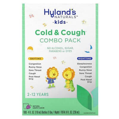 Hyland's Kids, Cold & Cough Combo Pack, Daytime/Nighttime, Grape Flavour, 8 oz - Each