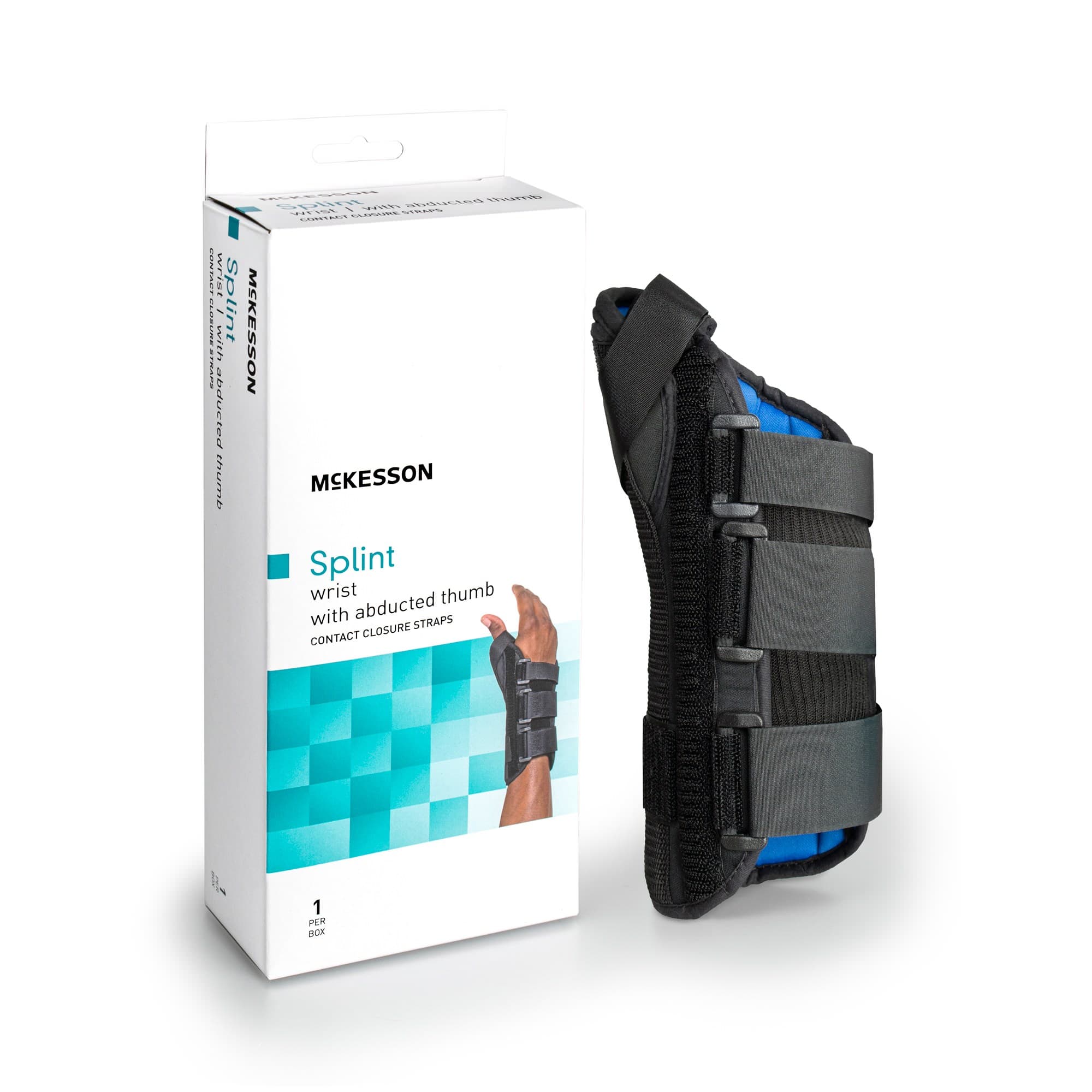 McKesson Wrist Splint with Abducted Thumb Hook and Loop Strap Closure, X-Large, Right Hand - Image 1