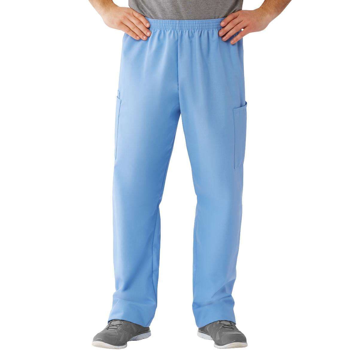 AngelStat Unisex Elastic Waist Long Inseam Cargo Scrub Pants, Ceil Blue, 3XLarge - Image 1