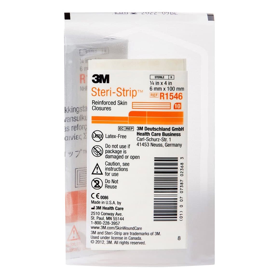3M Steri-Strip Skin Closure Strip, Reinforced Strip, 1/4 x 4 Inch - Each - Image 1