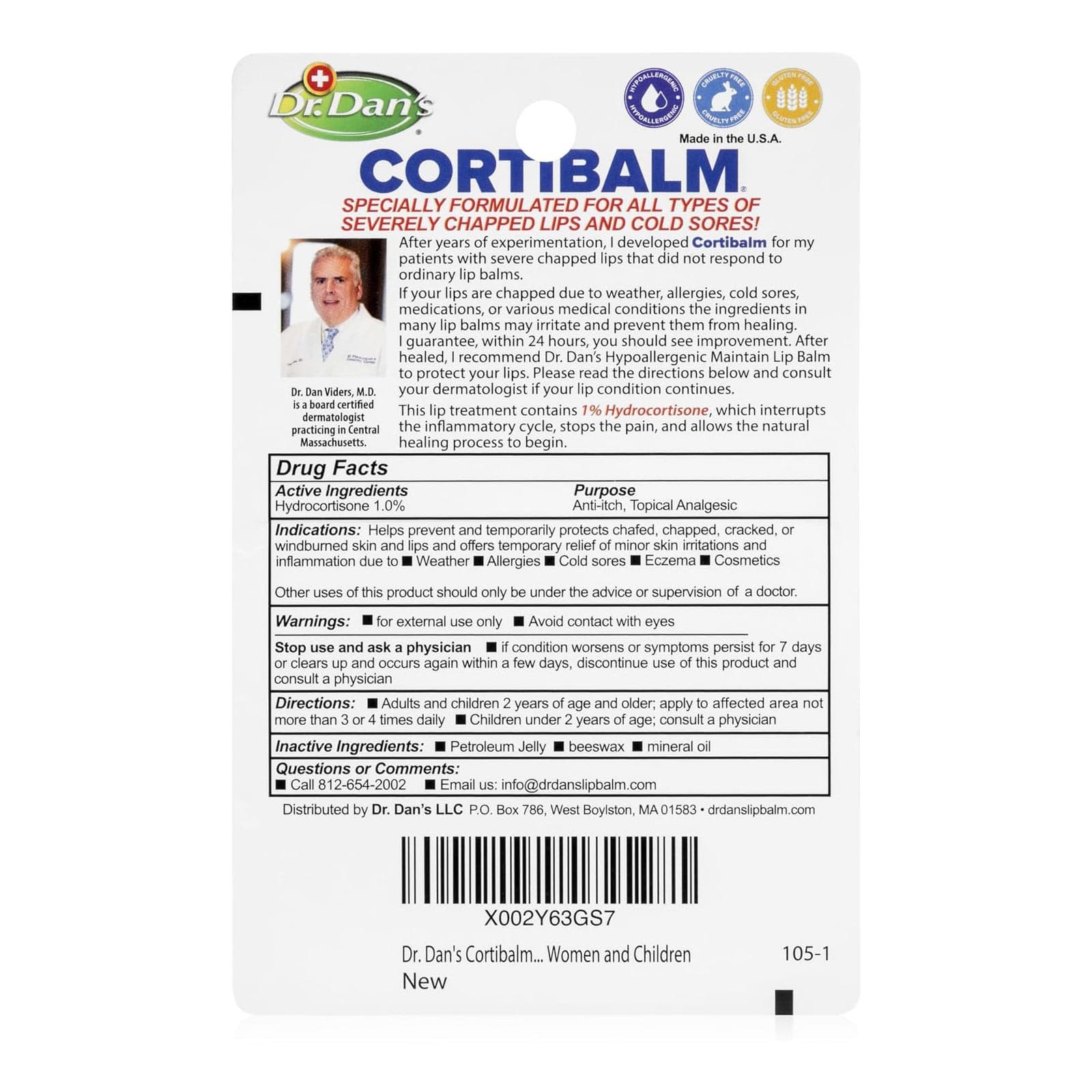 Dr. Dan's CortiBalm Lip Balm, 0.14 oz - Each - Image 2