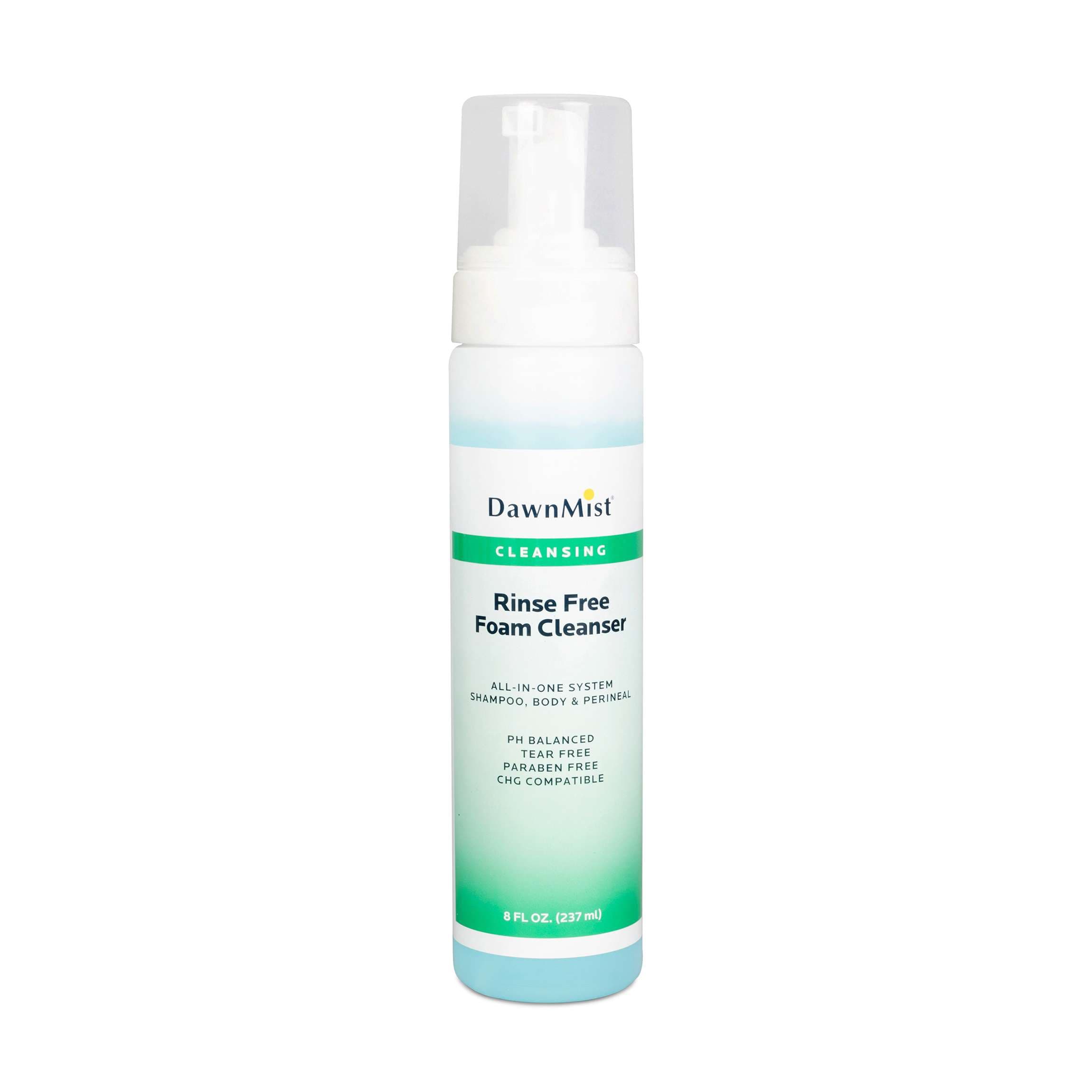 DawnMist Rinse-Free Foaming Cleanser Pump Bottle, Scented, 8 oz - Case of 12 - Image 1