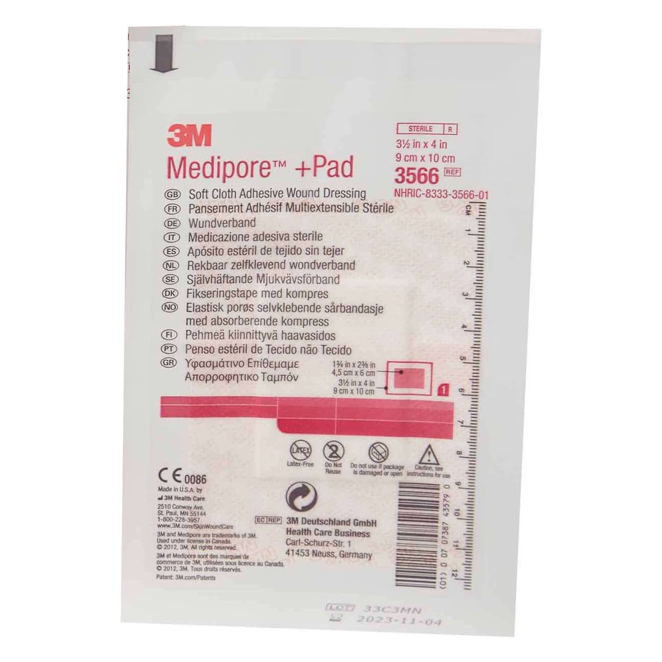 3M Medipore Plus Pad Soft Cloth Adhesive Wound Dressing, 3-1/2 x 4 Inch - Each - Image 1