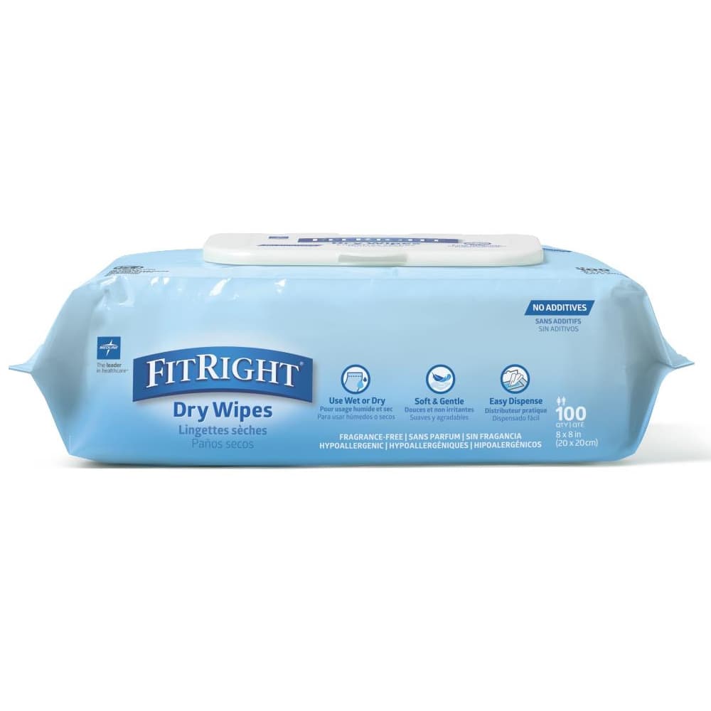 FitRight UltraSoft Dry Personal Wipes, 8 x 8 Inch - Image 3