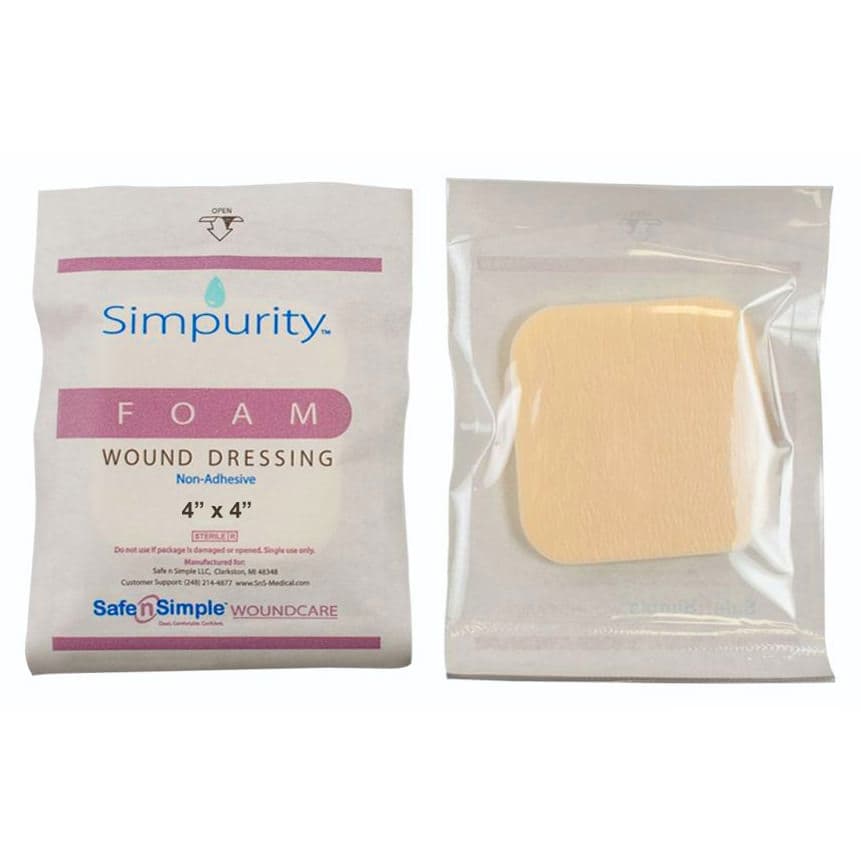 Simpurity Non-Adhesive Foam Wound Dressing, 4 x 4 Inch - Each - Image 1