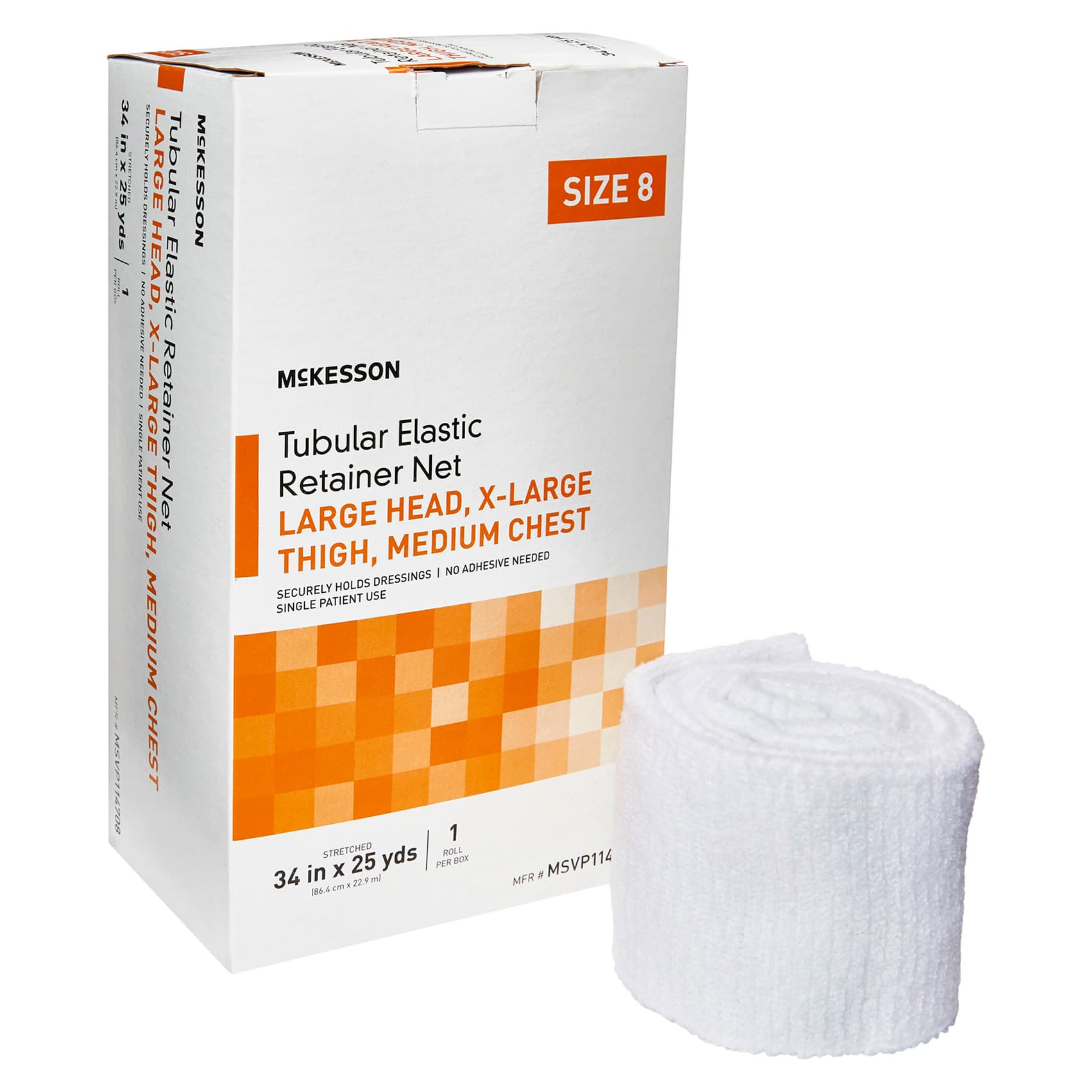 McKesson Elastic Net Retainer Dressing, 34 Inch x 25 Yard, Size 8, Large Head - Case of 10 - Image 1