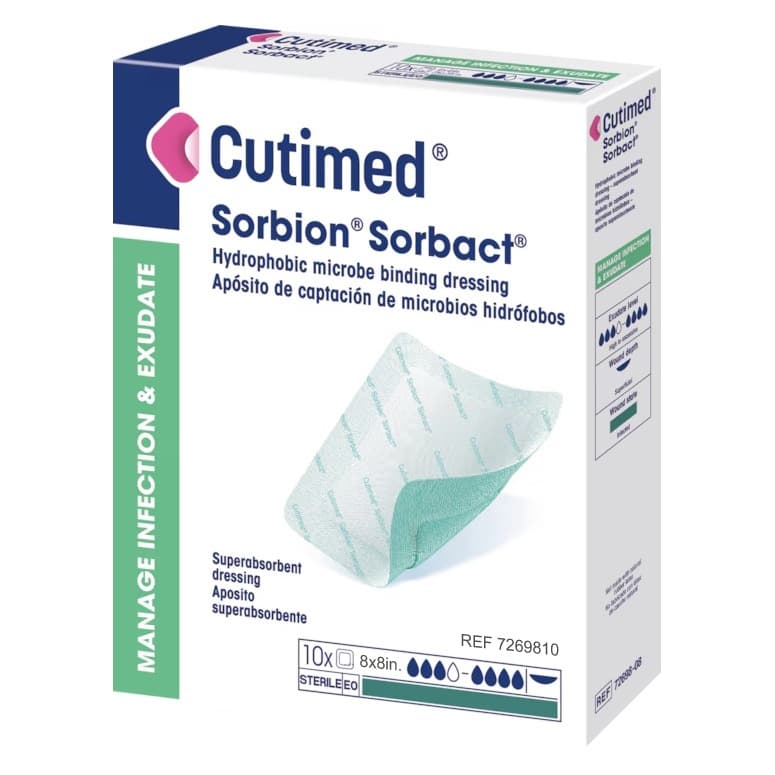 Cutimed Sorbion Sorbact Super Absorbent Dressing, 8 x 8 Inch - Box of 10 - Image 1