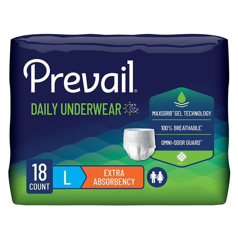 Prevail Extra Daily Unisex Incontinence Underwear, Large - Package of 18 - Image 1