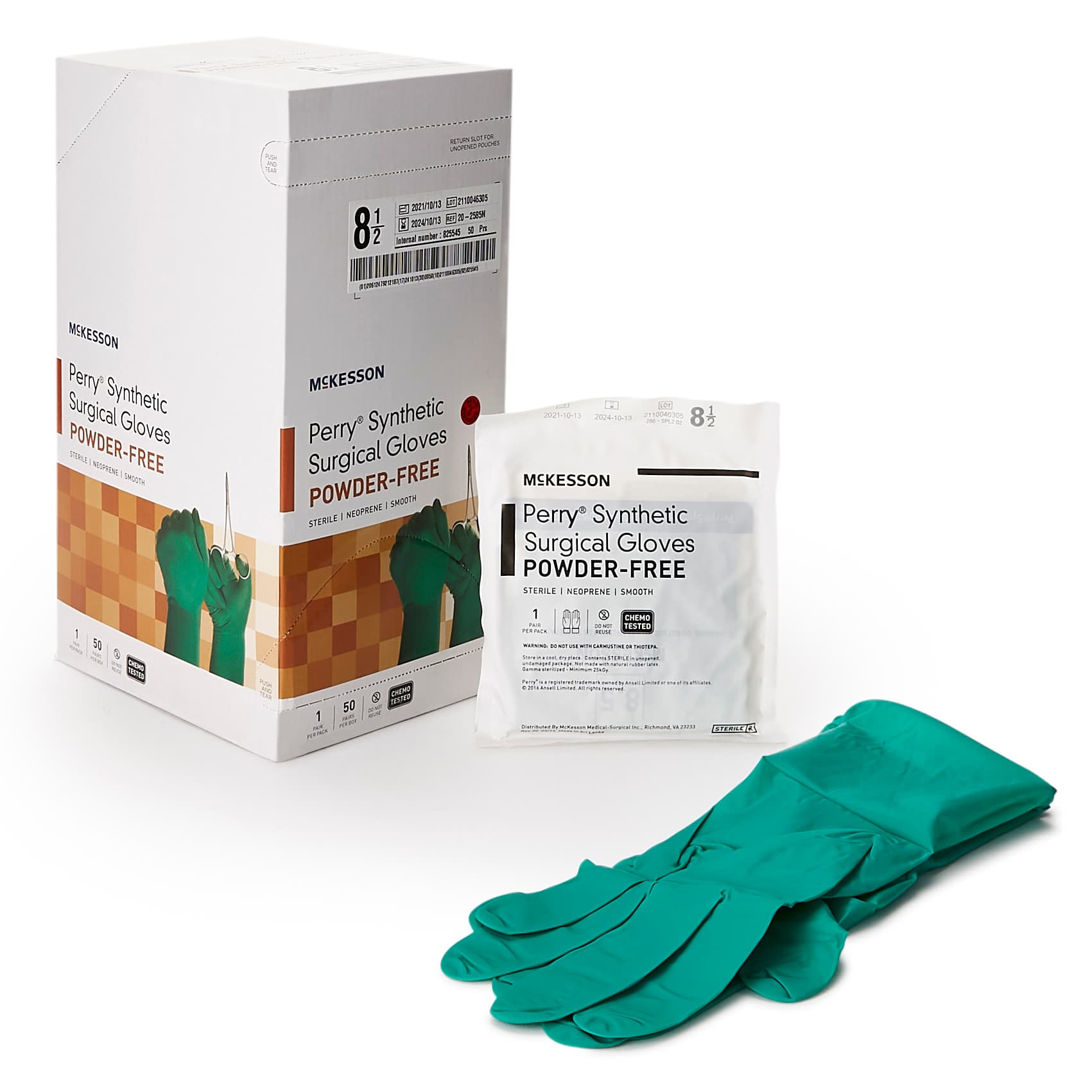 McKesson Perry Performance Plus Neoprene Powder-Free Sterile Surgical Gloves, Size 8.5 - Case of 400 - Image 1
