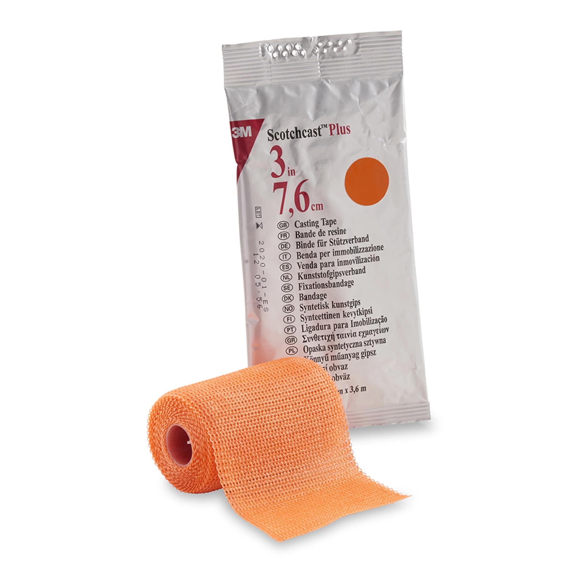 3M Scotchcast Plus Cast Tape, 3 Inch X 4 Yard, Bright Orange, Case of 10 - Image 1