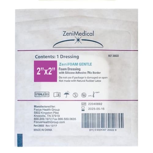 ZeniFoam Gentle Polyurethane Foam Dressing, 2 x 2 Inch - Each - Image 1