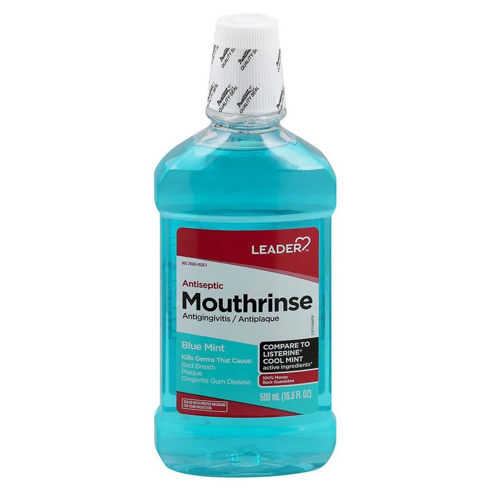 Leader Antiseptic Mouth Rinse, Blue Mint, 16.9 oz - Each