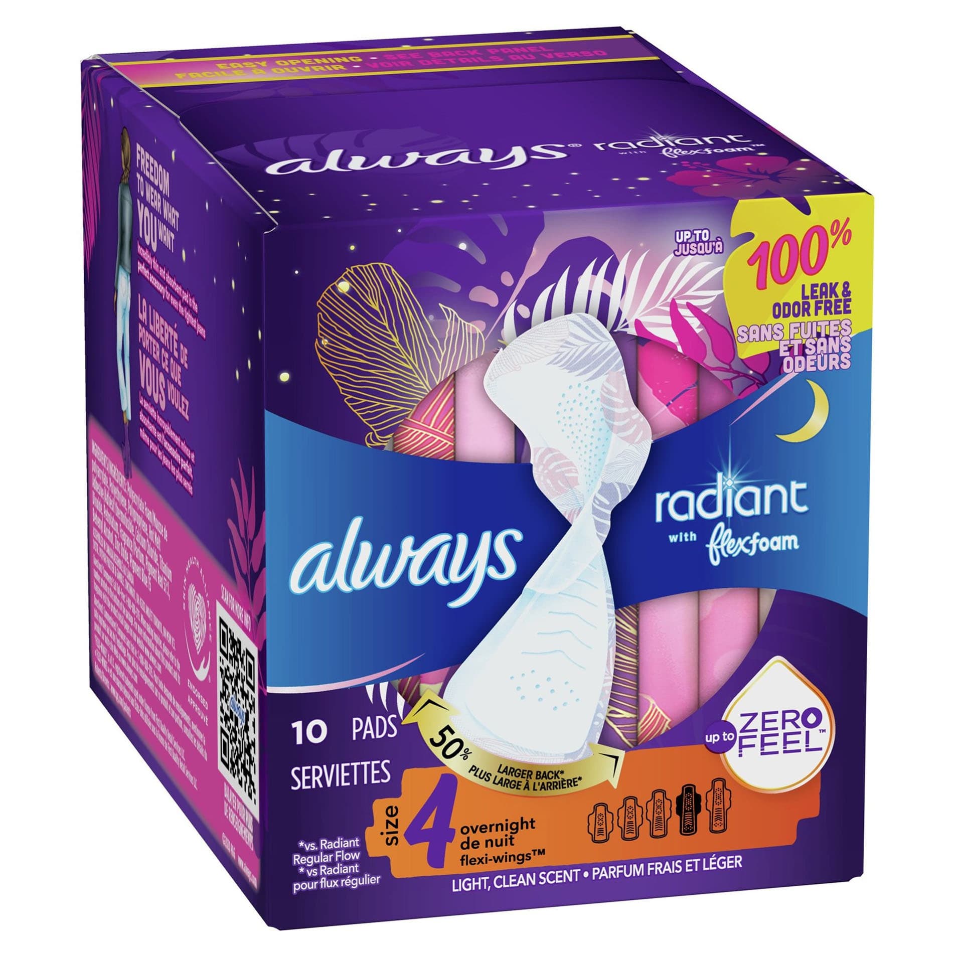 Always Radiant Feminine Pad with FlexFoam and Wings, Heavy - Box of 15 - Image 1
