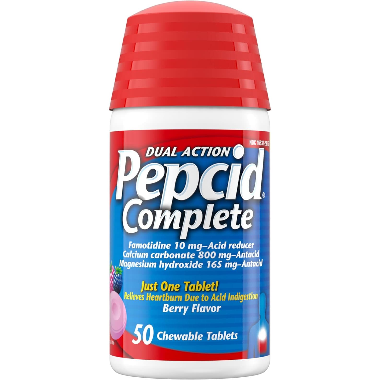 Pepcid Complete Dual Action Chewable Acid Reducer Tablet, Berry, 50 Count - Each