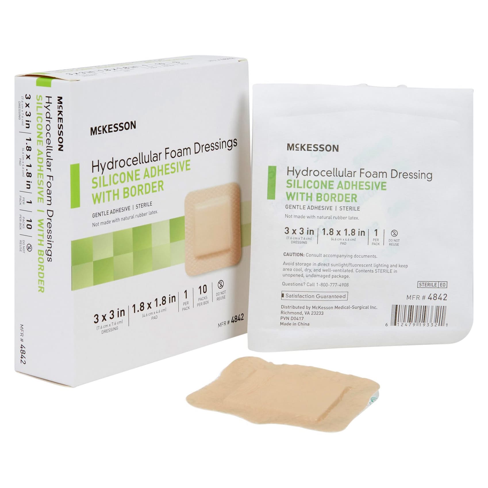McKesson 5-Layer Hydrocellular Silicone Adhesive Foam Dressings with Border, 3" x 3" - Box of 10 - Image 1