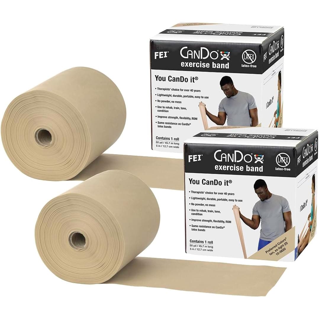 CanDo Twin-Pak Low Powder Exercise Band, Tan, 2X Light - Image 1