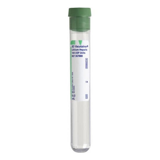 BD Vacutainer Lithium Heparin Tubes, 16 x 100 mm, 10 mL - Box of 100 - Image 1