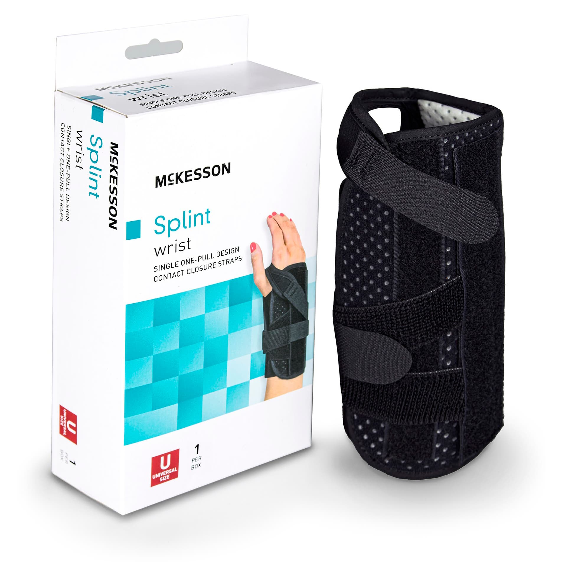 McKesson Wrist Splint with Single One-Pull Design, One Size fit Most, Left Hand - Image 1
