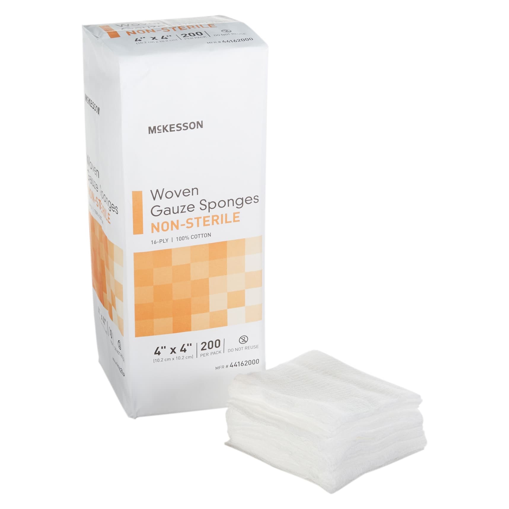McKesson Cotton Gauze Sponges, 16-Ply, 4 x 4 Inch - Box of 200 - Image 1