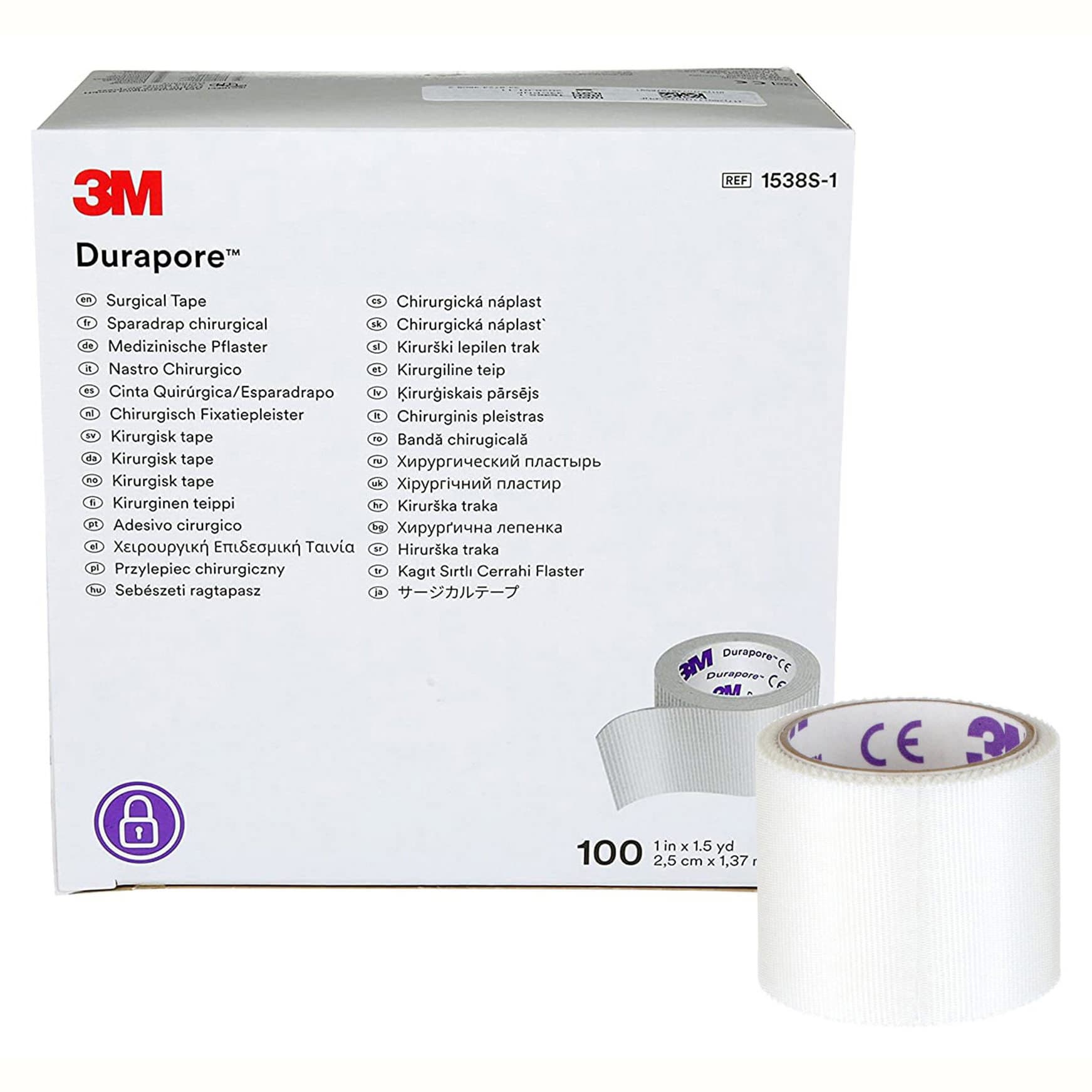 3M Durapore Silk-Like Cloth Surgical Tape 1" x 1-1/2 yards - Box of 100 - Image 1