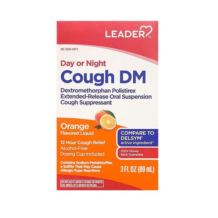 Leader Cough DM 12 Hour Liquid, Orange, 3 oz - Each - Image 1