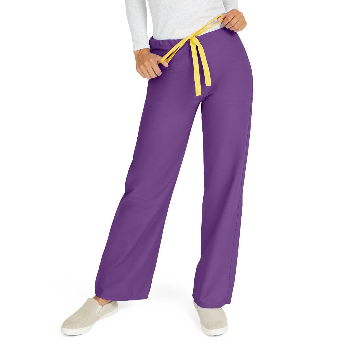 Medline AngelStat Unisex Reversible Scrub Pants with Angelica Color Coding, Regal Purple, Medium - Image 1