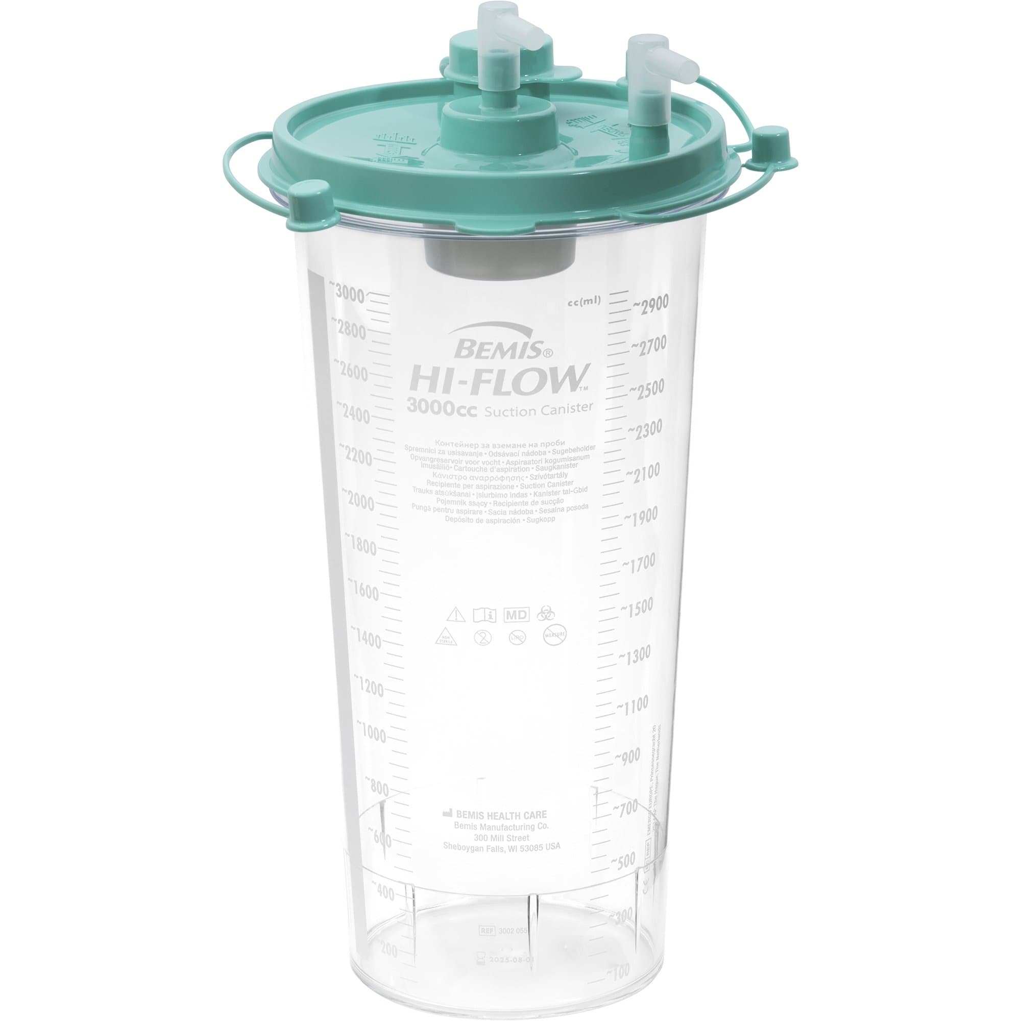 Bemis Healthcare Hi-Flow Rigid Suction Canister Without Tubing, 3000 mL - Each - Image 1