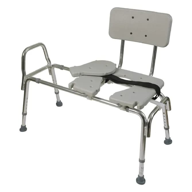 DMI Aluminum Frame Bath and Commode Transfer Bench, White - Image 1