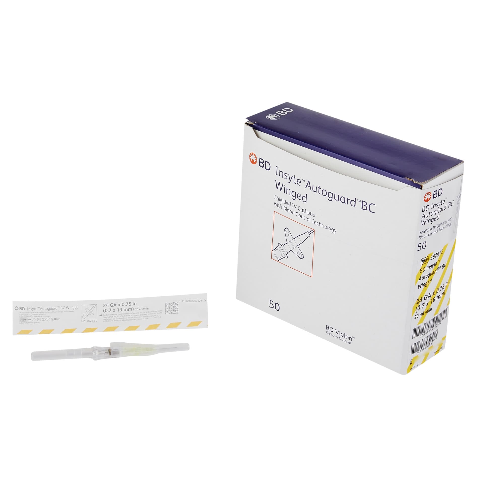 BD Insyte Autoguard BC Peripheral IV Catheter with Winged Hub - Image 1