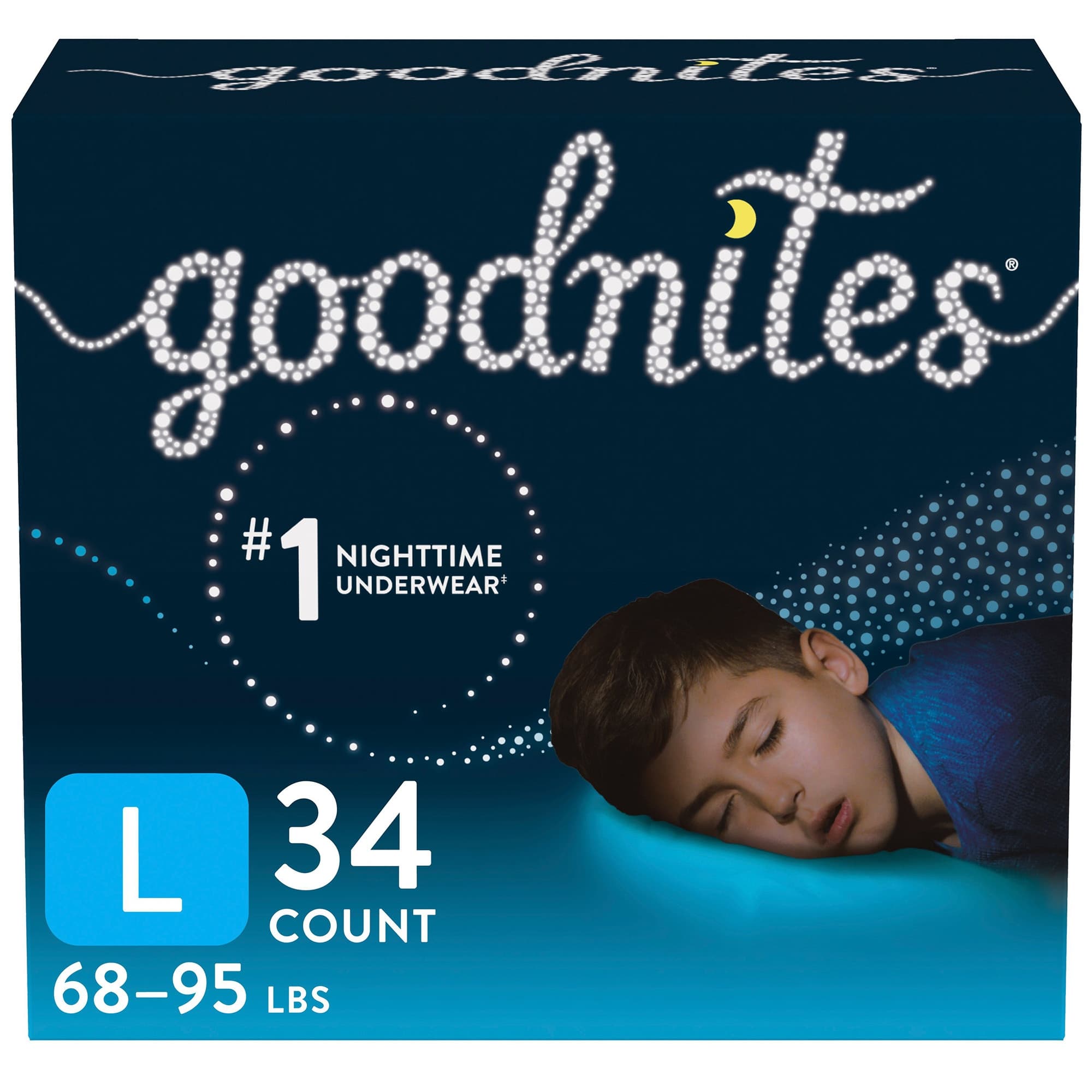 Goodnites Nighttime Underwear For Boys, Large - Box of 34 - Image 1