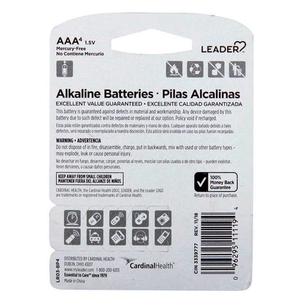Leader Batteries, Alkaline Aaa, 1.5 Volt - Pack of 4 - Image 2