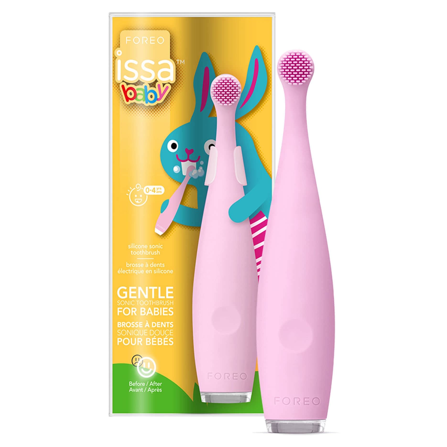 ISSA baby Soft Silicone Sonic Toothbrush, Pearl Pink Bunny - Each - Image 1