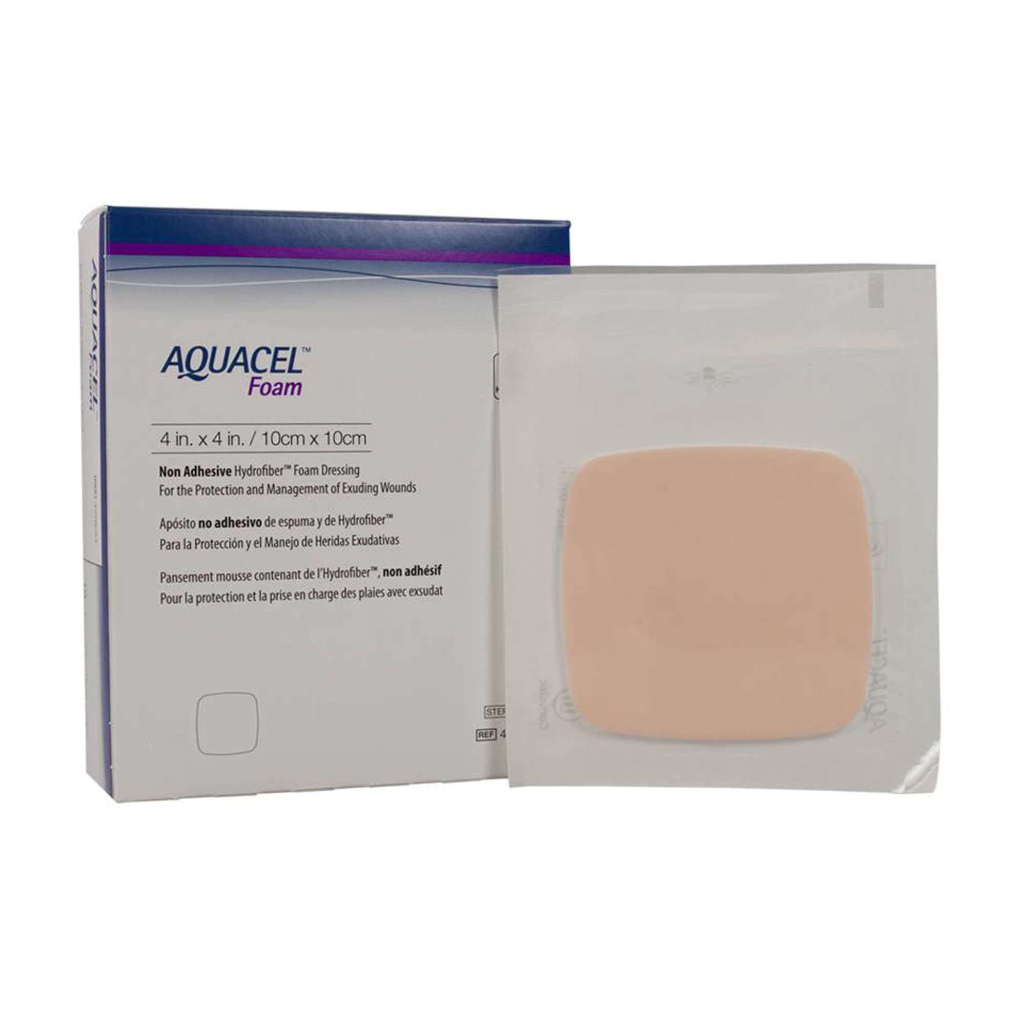 Aquacel Foam Dressing Film Backing Tan Square Sterile, 4 X 4 Inch - Each - Image 1