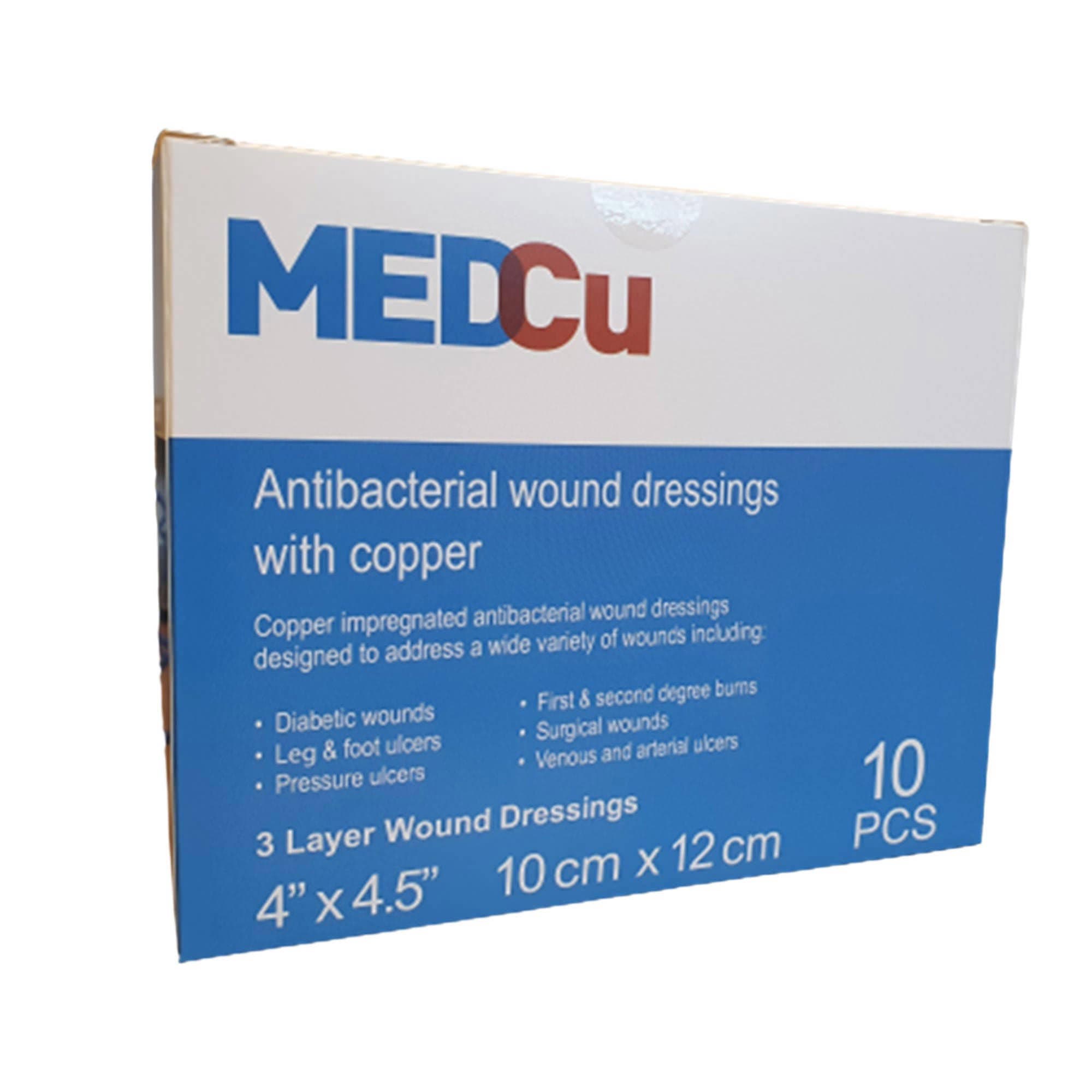 MedCu 3-Layer Non-Adhesive Antibacterial Dressing with Copper Oxide, 4 x 4.5 Inch - Box of 10 - Image 1
