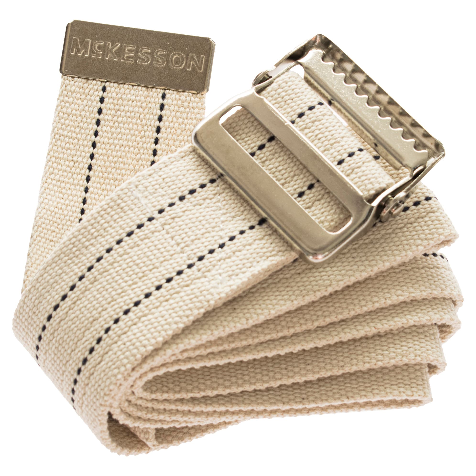 McKesson Select Gait Belt, Metal Buckle, White - Image 1