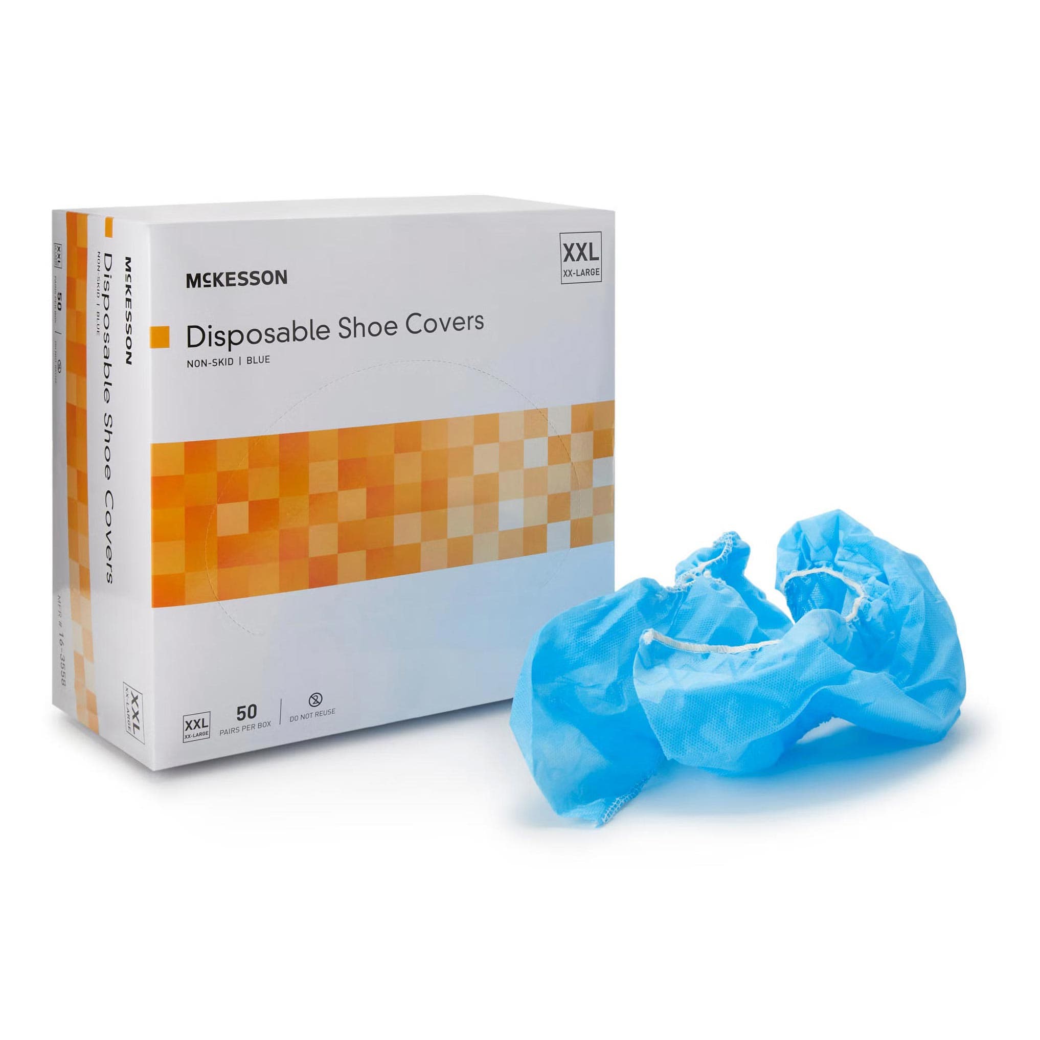 McKesson Elastic Shoe Cover With Non-Skid Sole, Blue, 2XLarge - Box of 50 - Image 1