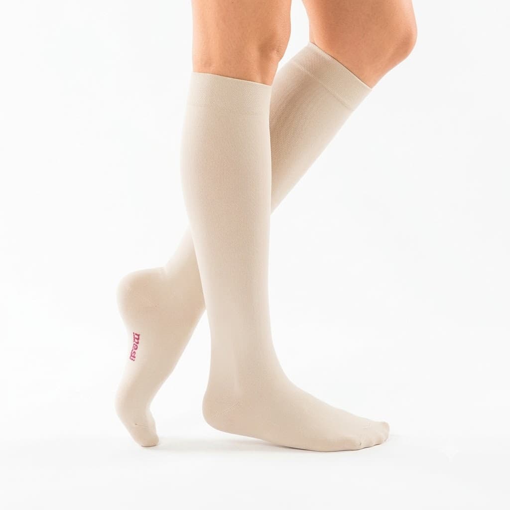 Mediven Comfort Standard Calf High Compression Stockings, 20-30mmHg, Closed Toe, Size VII, Wheat - Pair - Image 1