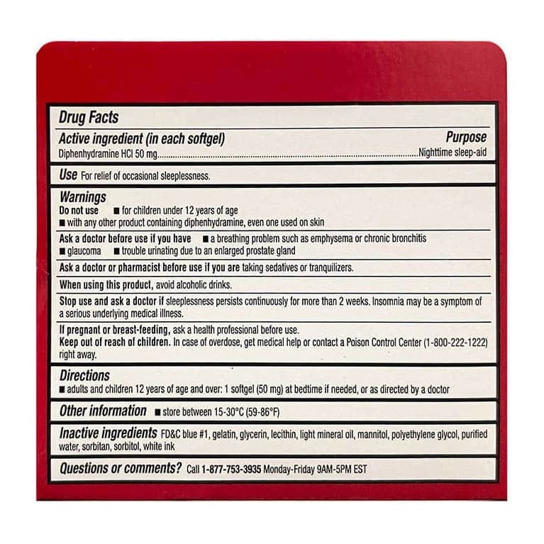 Leader Extra Strength Sleep Aid Gelcaps, 50 mg, 32 Count - Each - Image 2