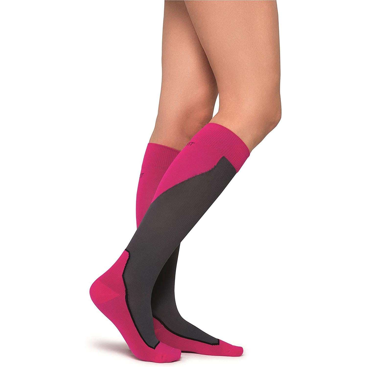 Jobst Sports Compression Socks, 15-20 mmHg, Large, Pink-Grey - Pair - Image 1