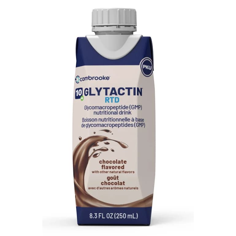 Glytactin RTD 10 GMP-Based PKU Nutritional Drink, Chocolate, 8.3 oz - Case of 30 - Image 1