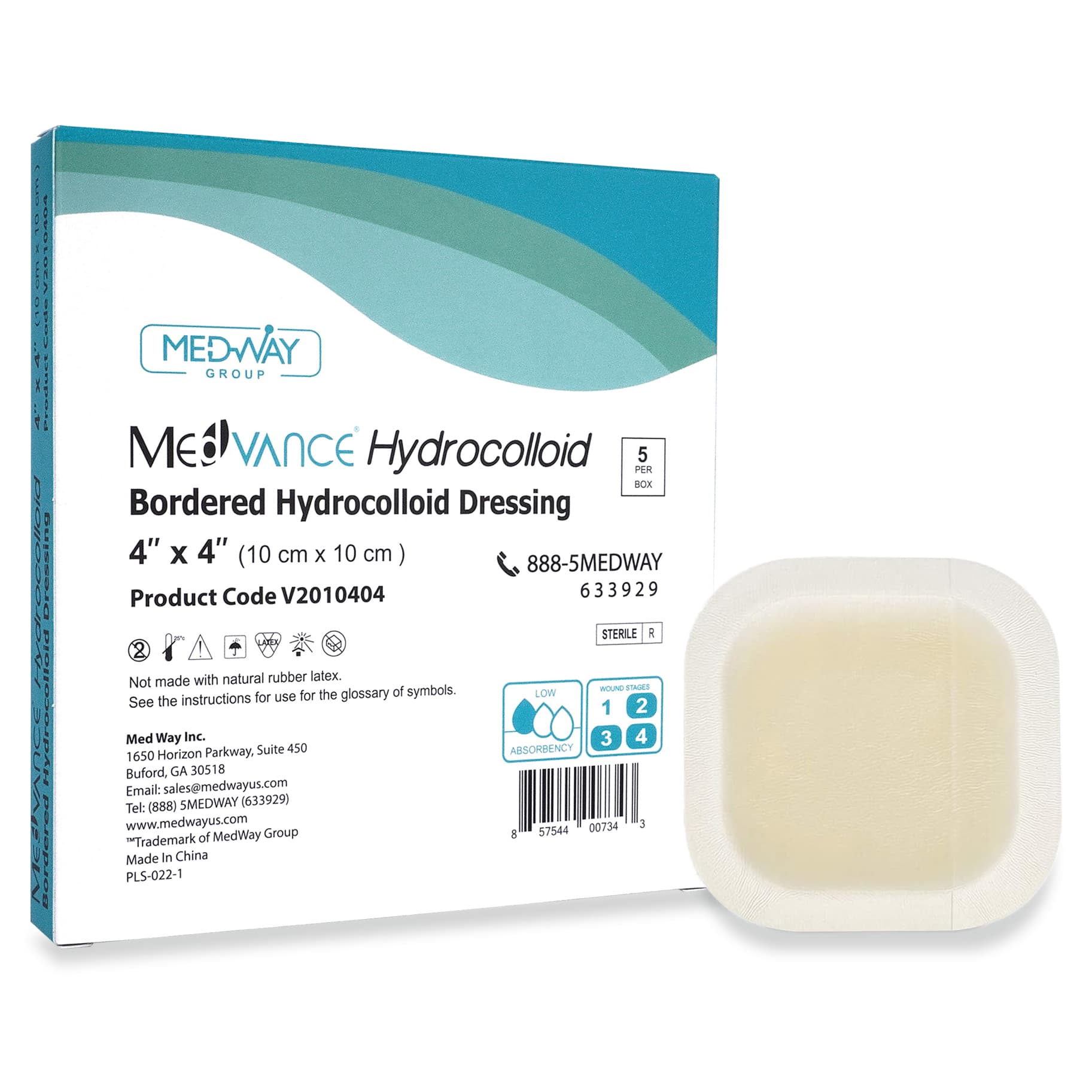 MedVance Bordered Hydrocolloid Dressing, 4 x 4 Inch - Box of 5 - Image 1